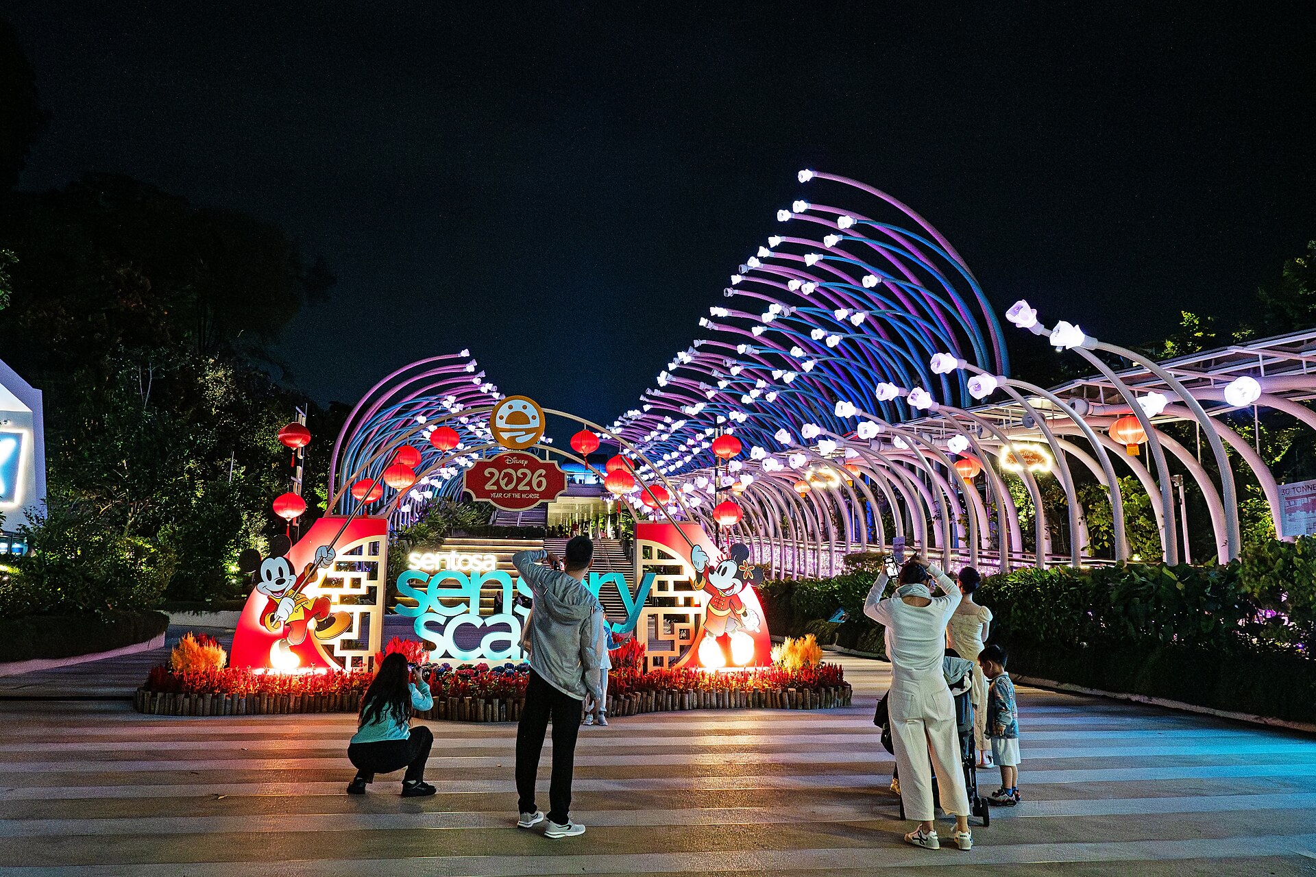Sentosa Sensoryscape after dark: the free ImagiNite light show and AR trail between Imbiah and the beaches