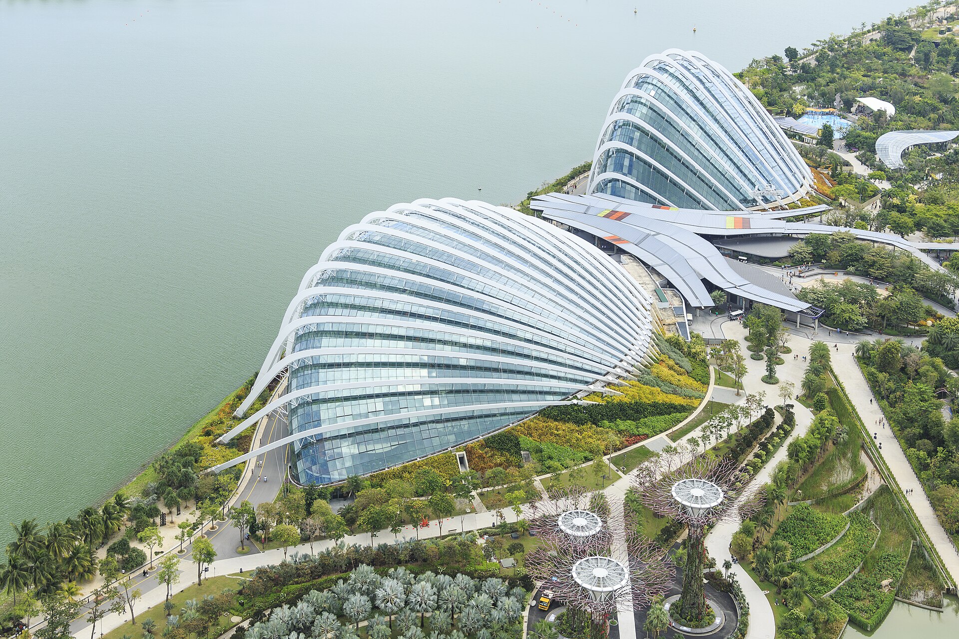 The glass domes of the Flower Dome and Cloud Forest at Gardens by the Bay